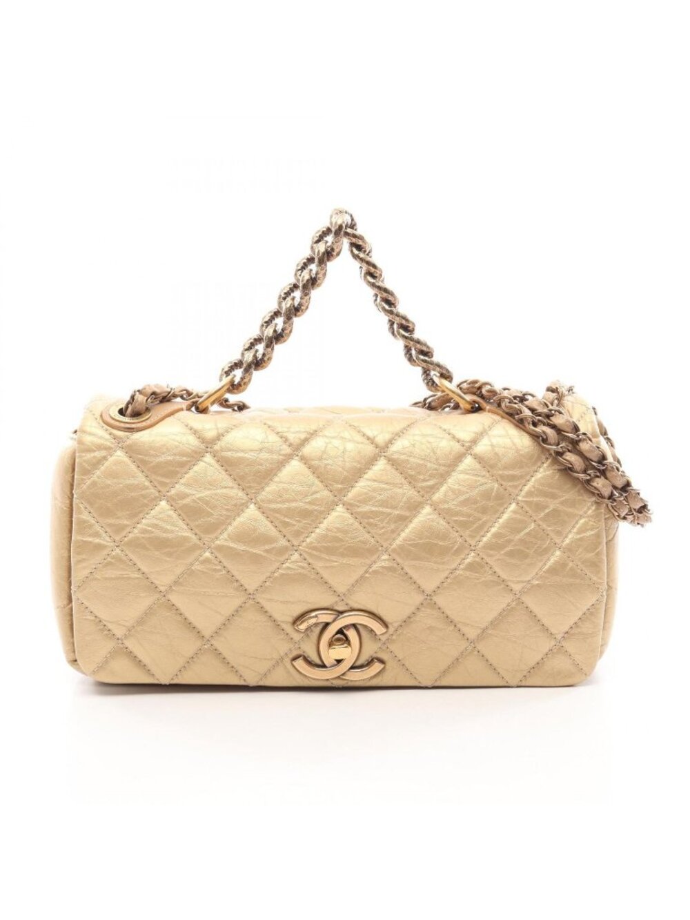 Chanel Shoulder Bag Quilted 2-Way Antique Gold Lambskin Double Chain